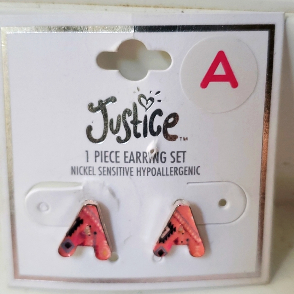 Letter A /earings/ pink/ justice